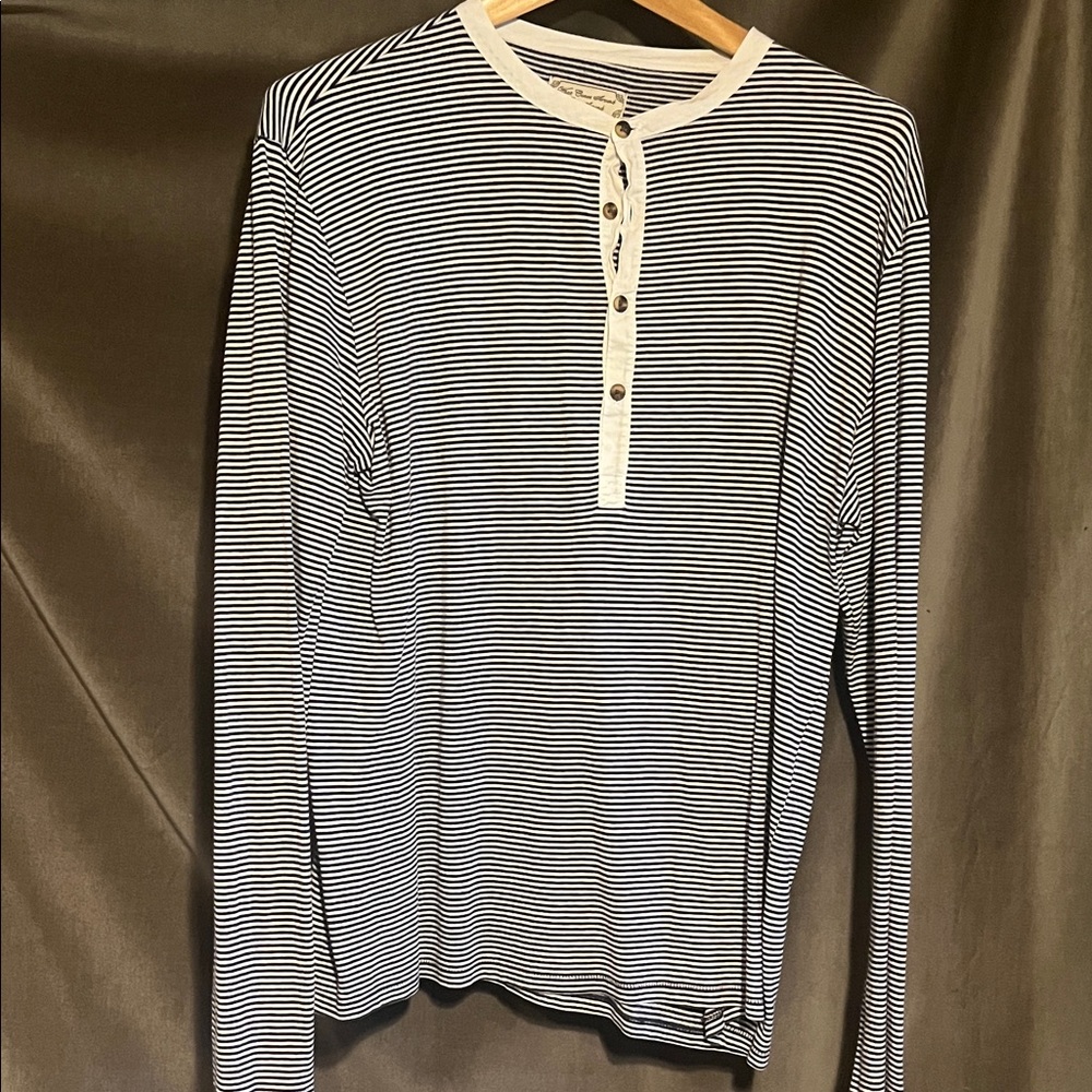 WHAT COMES AROUND GOES AROUND -Striped Long Sleeve Henley Shirt